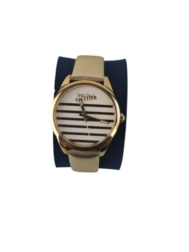 Jean-Paul Gaultier - Montre dame à quartz, cadran marinière et bracelet en cuir — Réf. 8506707 — Avec coffret d'origine (invendue) - Label Emmaus - Modalova