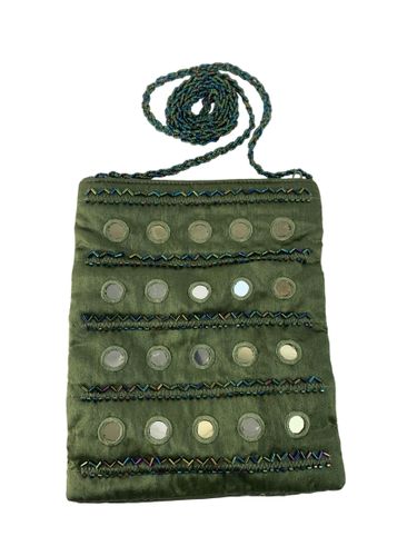 Bulaggi — Sac bandoulière brodé de perles et miroirs — olive - Label Emmaus - Modalova