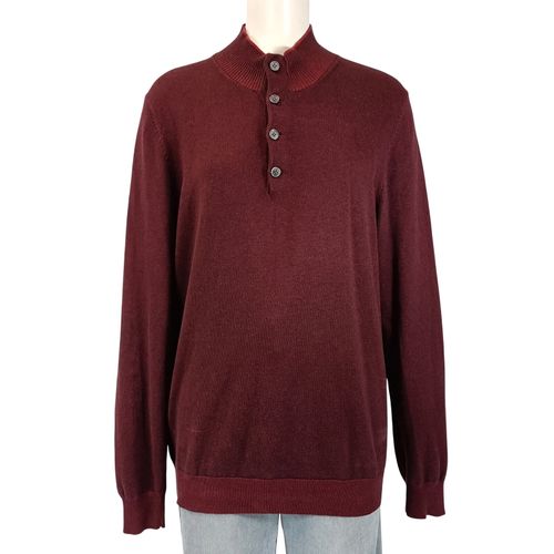 Pull col montant boutonné coton soie cachemire manches longues taille L - Massimo Dutti - Modalova