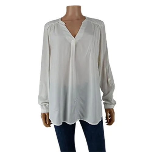 Blouse écru col V manche longue - Taille 42 - Camaïeu - Modalova