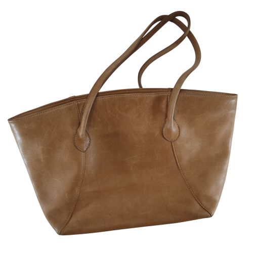 Sac cabas Jean Claude Edjidian cuir camel grand format anses longues - Label Emmaus - Modalova