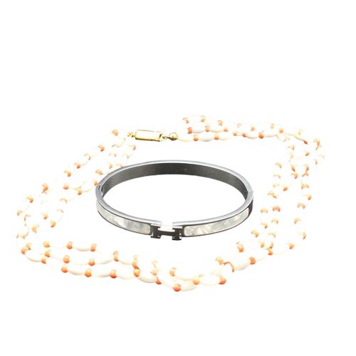 Collier 3 rangs nacre et bracelet acier - Label Emmaus - Modalova