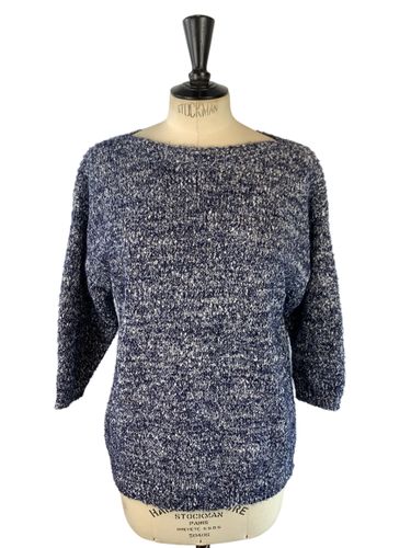 Riu Paris — Pull en maille bouclée col bateau et manches 3/4 — marine et blanc — Neuf d'invendu Riu — Taille M / L (estimé) - Label Emmaus - Modalova