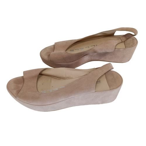 Sandales compensées Parallèle rosé cuir daim taille 6 - Label Emmaus - Modalova