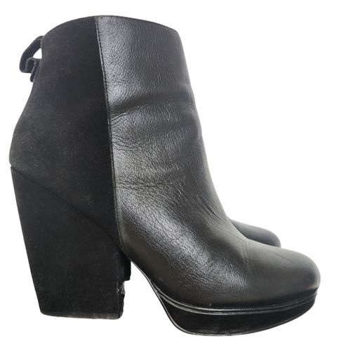 Bottines à talons bimatière Steve Madden en cuir lisse et cuir suédé – taille US 10/FR 41 - Label Emmaus - Modalova