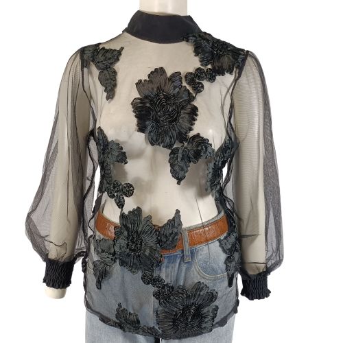 Blouse J.Stars S/M transparente broderie florale viscose - Label Emmaus - Modalova