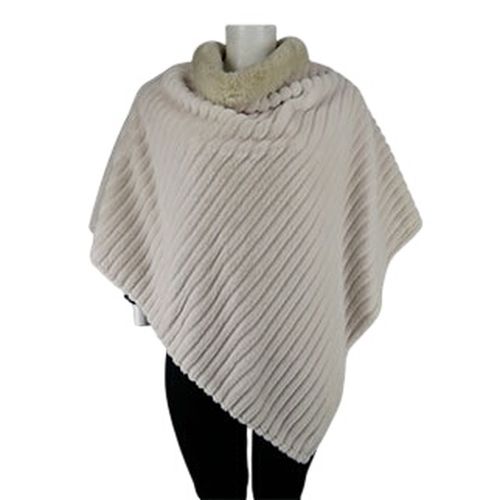 Poncho d'hiver col fourrure - Taille unique - Label Emmaus - Modalova