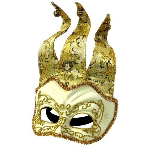 Masque Vénitien - Déguisement Halloween - Blanc et or - Grelots - Paillettes - Label Emmaus - Modalova