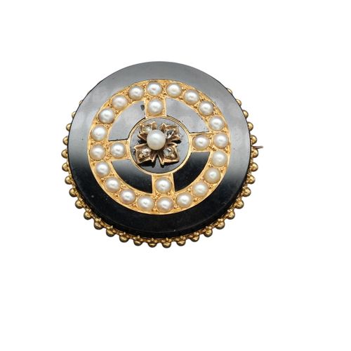 Broche ancienne onyx et or - Label Emmaus - Modalova
