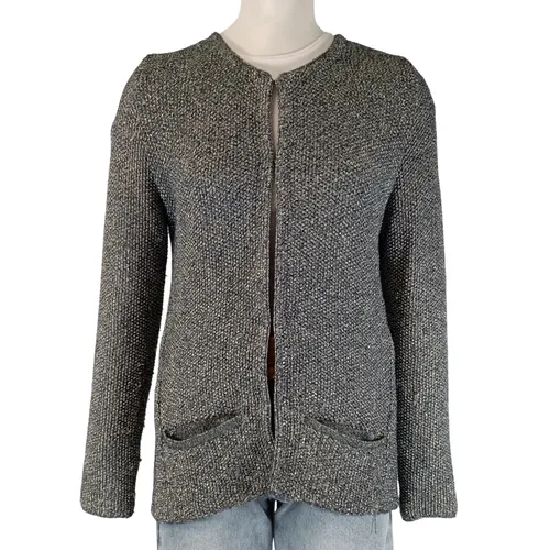 Cardigan chiné maille texturée col rond poches taille 3 - Maje - Modalova