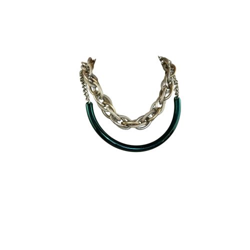 Lot de 2 colliers ras de cou métal vert et à maillons et épais - Label Emmaus - Modalova