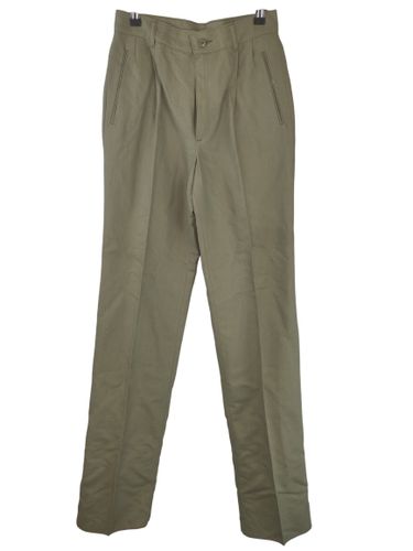 Jean's West — Pantalon vintage à pinces taille mi-haute en lin et coton sauge — Taille 36 FR (S) - Label Emmaus - Modalova