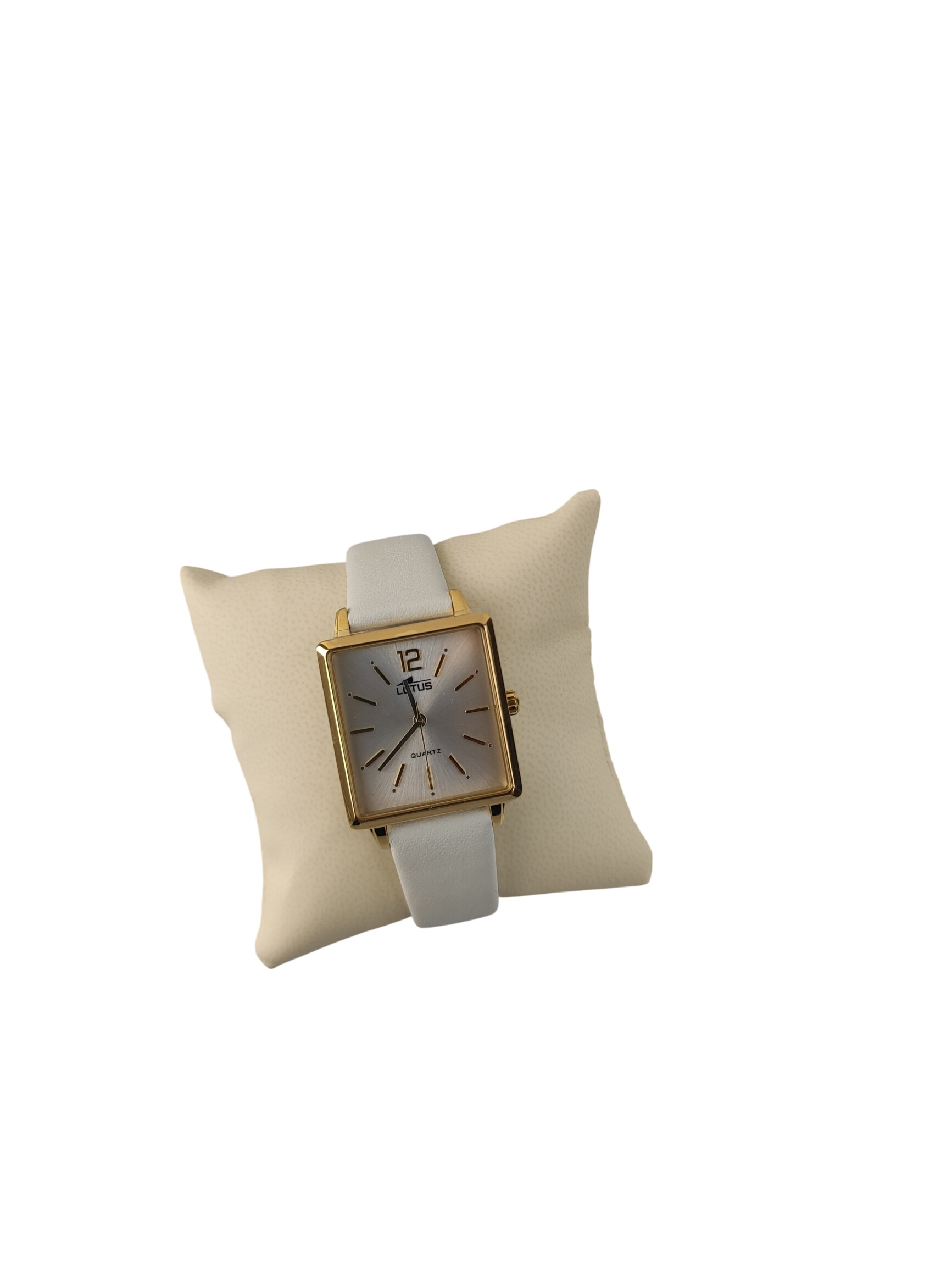 Lotus — Montre rectangulaire, cadran doré & bracelet cuir — Réf. 18713/1 — Neuf d'invendu avec coffret - Label Emmaus - Modalova