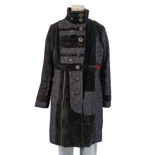Manteau long gris à motifs géométriques broderie colorée taille M 101 Idées - Label Emmaus - Modalova