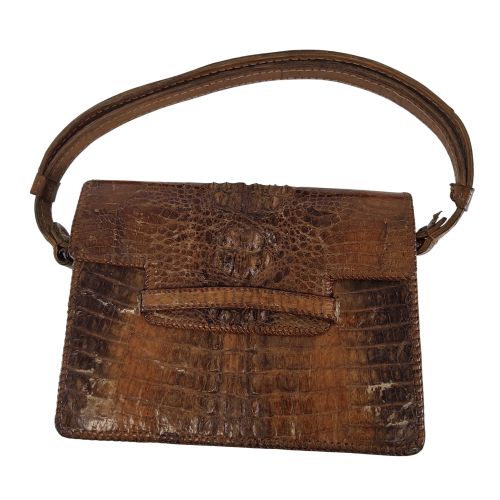 Sac à main vintage effet croco poignée courte - Label Emmaus - Modalova