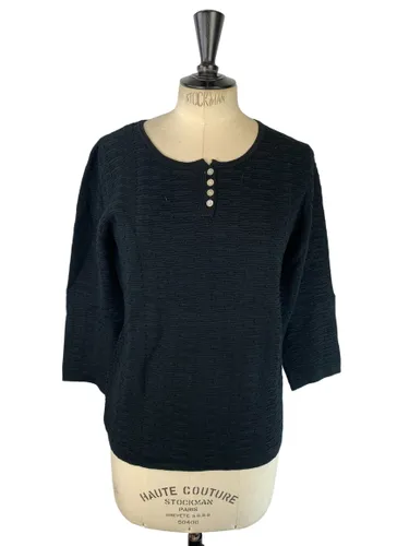 Riu Paris - Top en maille texturée col Tunisie à boutons nacre - Taille M (estimé) - Label Emmaus - Modalova