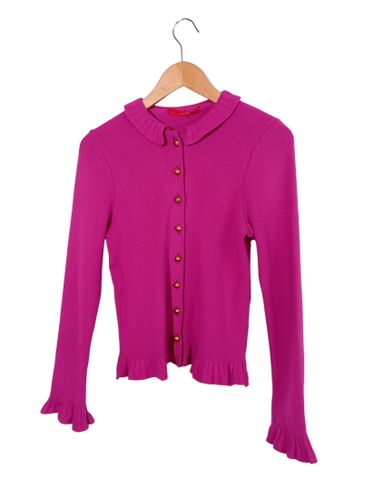 Gilet Boutonné Fuchsia À Volants L (T6930) - Label Emmaus - Modalova