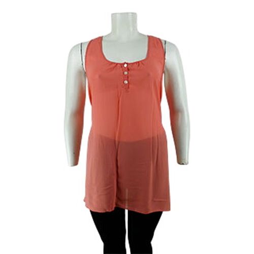 Blouse saumon plissé sans manche - Taille 46/48 - Blancheporte - Modalova