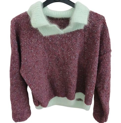 Pull en laine violet et vert - 44 - Label Emmaus - Modalova