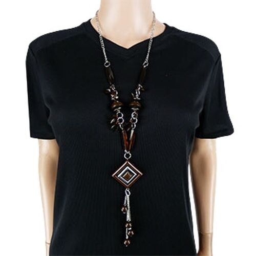 Collier pendentif à perles marron - Label Emmaus - Modalova