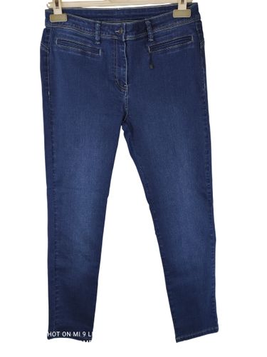 Jean droit en denim de coton stretch avec bouton travaillé - brut - 38 (estimée) - Label Emmaus - Modalova