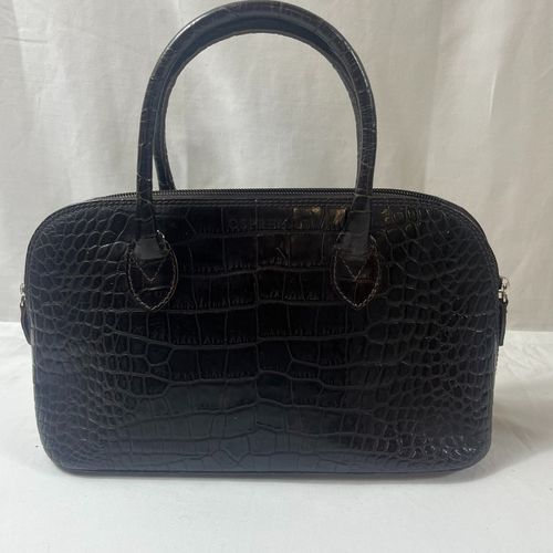 Sac à main effet croco couleur chocolat de Osprey London - Label Emmaus - Modalova