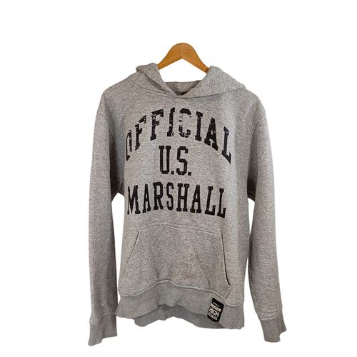 Sweat à capuche chiné imprimé logo US Marshall High School taille 48 - Label Emmaus - Modalova
