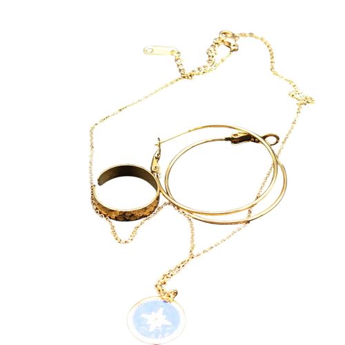 Collier bague acier et créoles - Label Emmaus - Modalova
