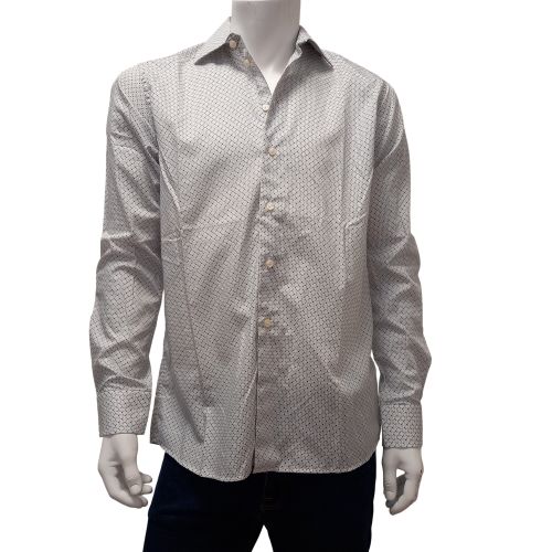 Chemise blanc cassé à motif bleu-gris Eton taille (L) 39/40 - Label Emmaus - Modalova