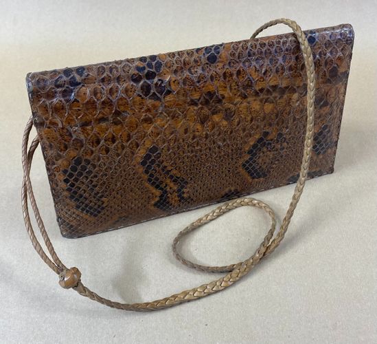 Sac pochette vintage en cuir et serpent véritable - Années 70/80 - Label Emmaus - Modalova