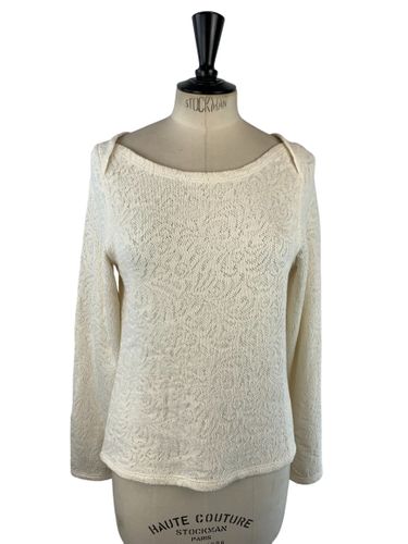 Pull col bateau en maille jacquard ajourée — Écru — Taille S (estimé) - Koton - Modalova