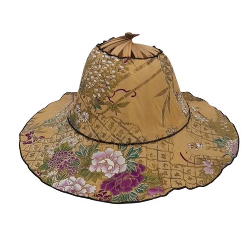 Chapeau de Soleil Pliable en Bambou et Tissu Floral d'inspiration Asiatique - Label Emmaus - Modalova