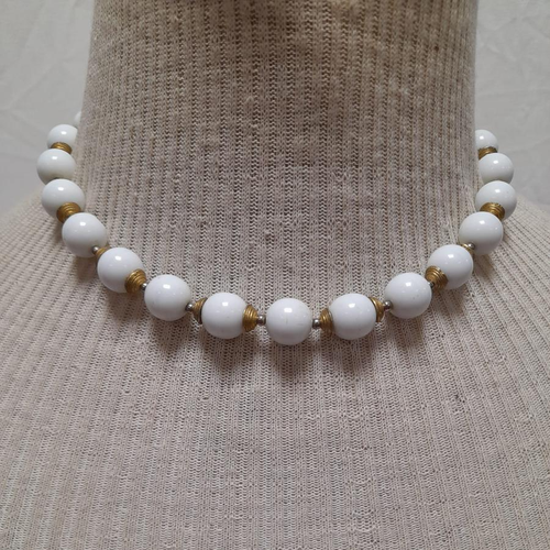 Collier  grosses perles blanc - Label Emmaus - Modalova