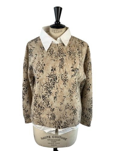 Sweat 2-en-1 imprimé chiné — et noir avec col/bas de chemise blanc — Taille M (estimé) - Koton - Modalova