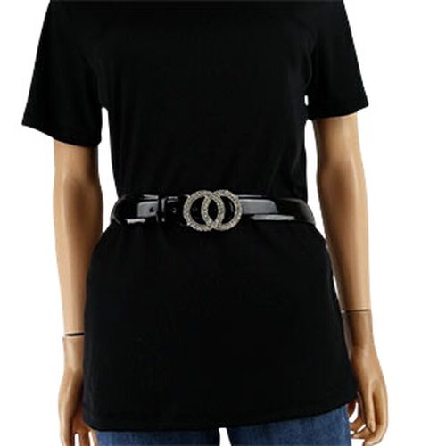 Ceinture noire avec la boucle en strass - Longueur 85 cm - Largeur 3.9 cm - Label Emmaus - Modalova