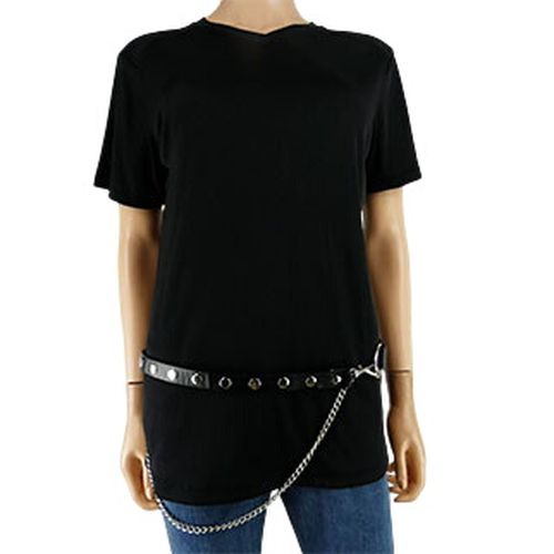 Ceinture en similicuir avec des rivets métalliques et une chaîne argentée - Longueur 85 cm - Longueur 3.7 cm - Label Emmaus - Modalova
