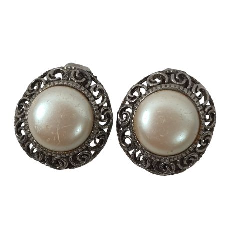 Boucles d'oreilles vintage à clips nacrées - Label Emmaus - Modalova