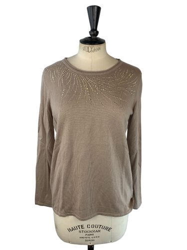 Ilda Fashion — Pull col rond en maille fine avec strass scintillants sur la poitrine — — Taille S / M (estimé) - Label Emmaus - Modalova