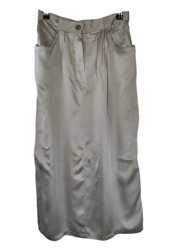 Yazoo — Jupe longue fluide taille haute en 100 % soie — Gris — Taille M (38 FR) estimée - Label Emmaus - Modalova