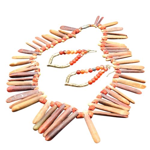 Collier épine d'oursin crayon et boucles d'oreille en pierre - Label Emmaus - Modalova