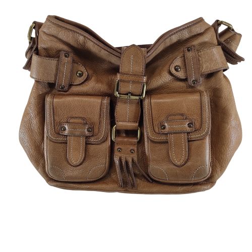 Sac bandoulière camel poches avant boucles métal - Label Emmaus - Modalova