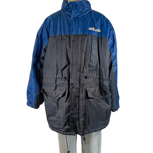 Veste Equipment vintage 90s bleu gris logo dos polaire capuche taille L - Adidas - Modalova