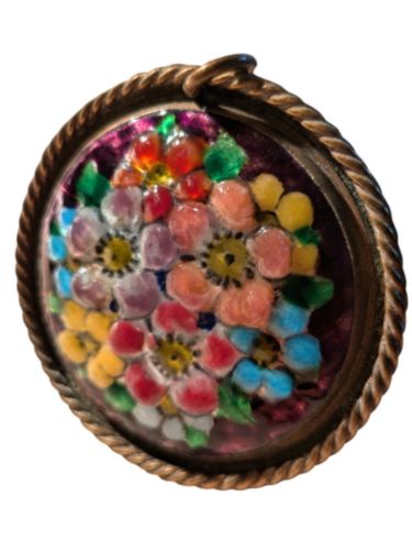 Broche / pendentif en émaux de Limoges signée G. Vergnolle - Label Emmaus - Modalova