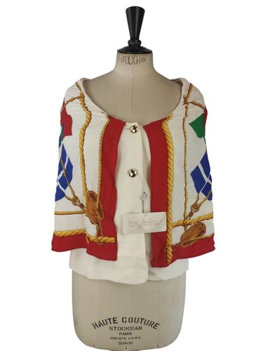 Byblos — Haut cape vintage à motif marin et boutonnage doré en lin et viscose cassé — 44 IT (40 FR) - Label Emmaus - Modalova