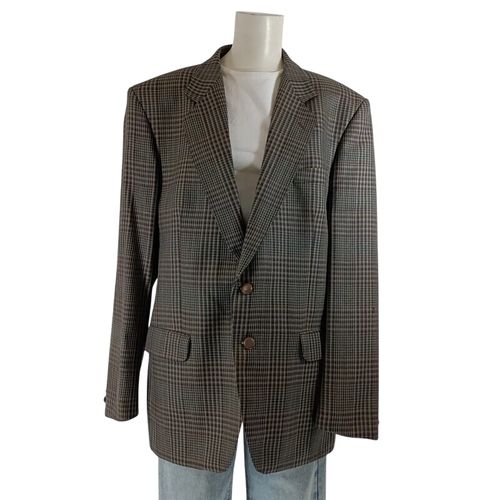 Veste Wilson&Glenny laine vierge 100% marron à carreaux vintage taille 56 - Label Emmaus - Modalova
