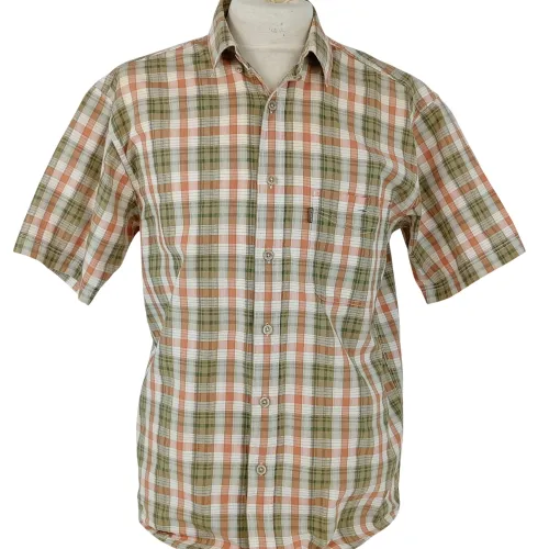 Chemise - manches courtes - couleur citrouille et vert - taille M (40) - Aigle - Modalova