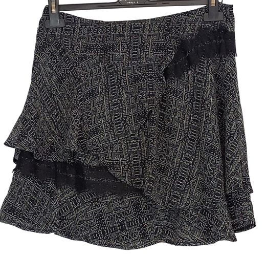 Jupe noire avec motif courte avec volant dentelle noire Taille environ 38 - Label Emmaus - Modalova