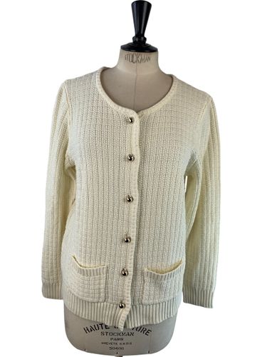 Riu Paris - Gilet col rond maille perlée & boutons dorés - Neuf d'invendu Riu - Taille M (estimé) - Label Emmaus - Modalova