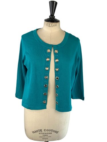 Riu Paris - Gilet boléro ouvert avec œillets métalliques & strass - émeraude - Taille 1 (S/M) - Label Emmaus - Modalova