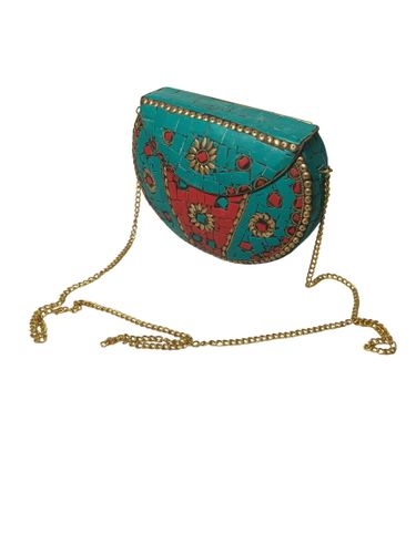 Sac à bandoulière en métal et mosaïque turquoise - Label Emmaus - Modalova